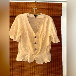 Linen cream colored blouse with peplum … so cute with jeans!